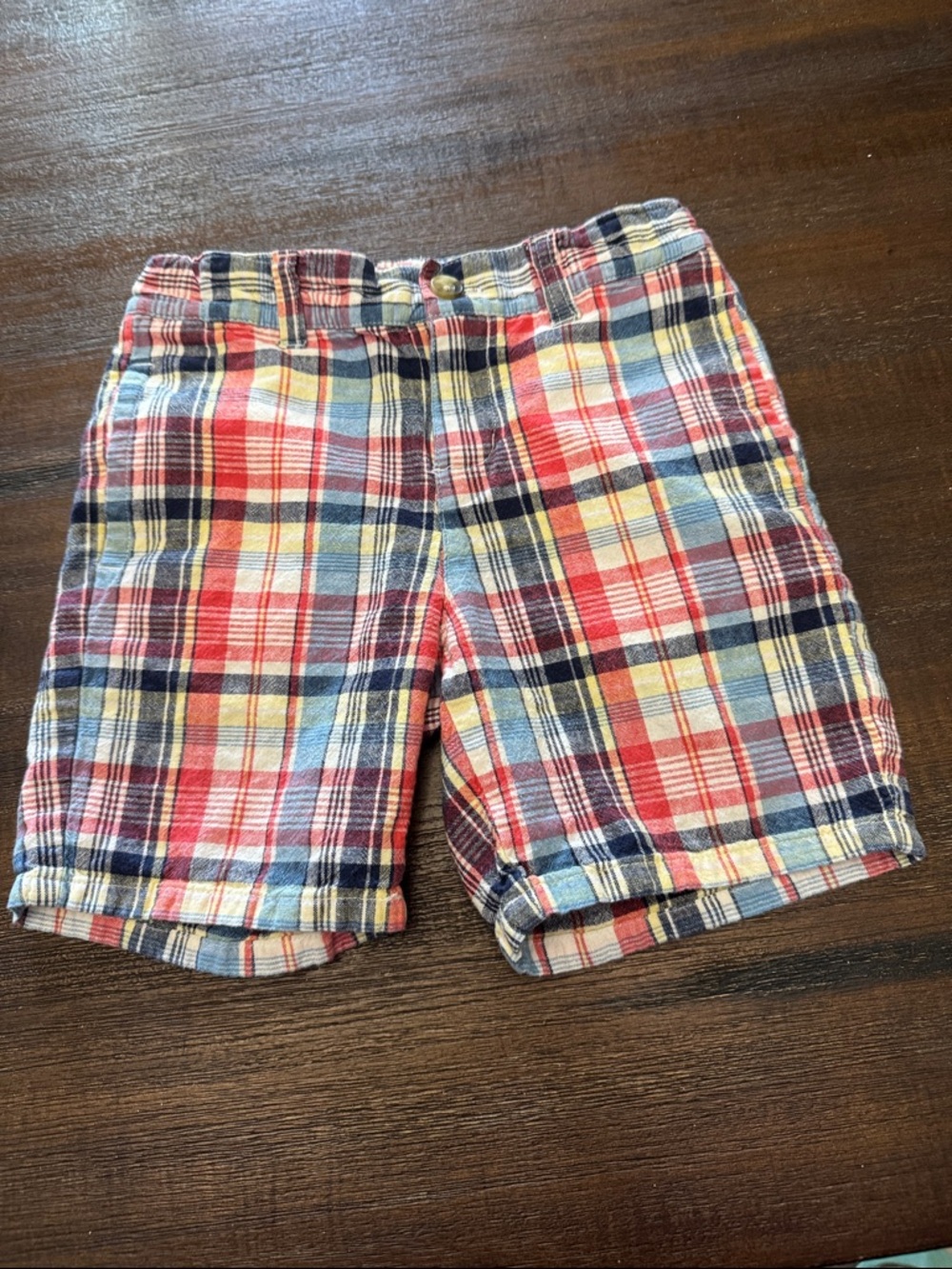 Janie and Jack Red, Yellow and Navy Plaid Shorts size 5
